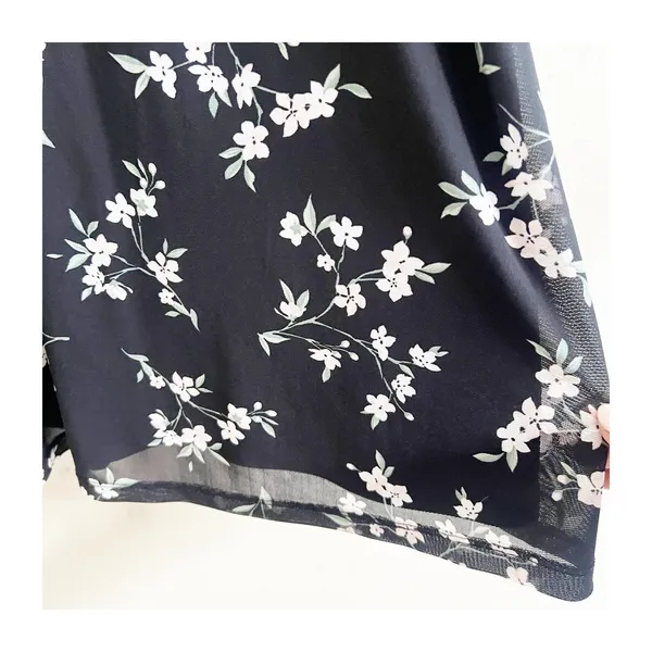 Hollister Mini Dress Womens Small Black White Floral Tie-Front Short Milkmaid - Image 4