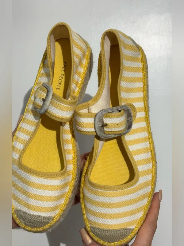 NWOT Free People Surfside 2.0 Espadrille Platform Mary Janes, Lemon Zest - Image 4