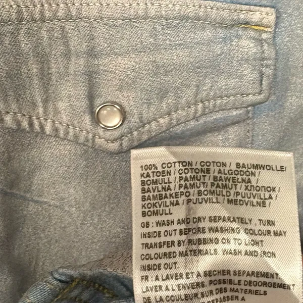 Lee Shiny Denim Pearl Snap Button Down Shirt Size Medium‎ - Image 7