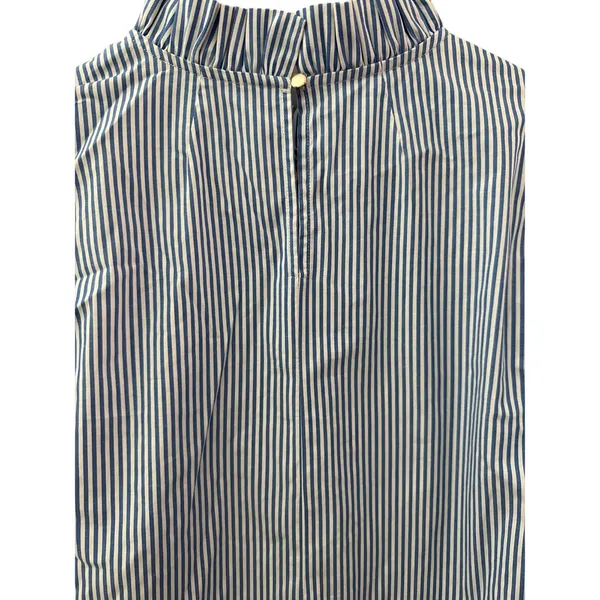 J.Crew Organic Cotton Long Sleeve Ruffleneck Top Stripe Blue Size‎ XS - Image 8