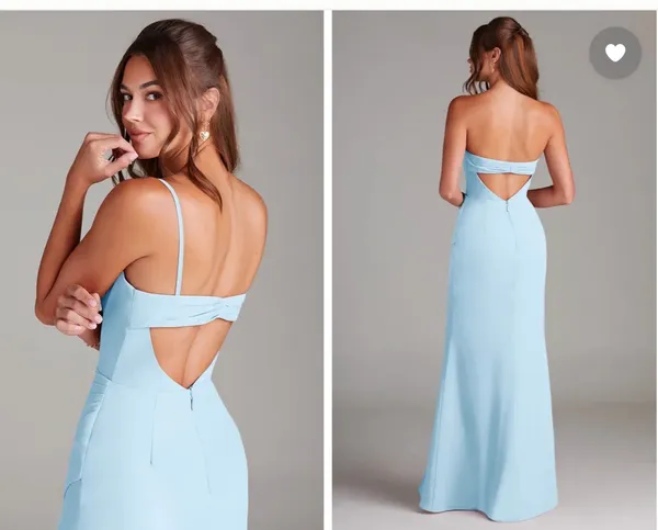 Azazie Sky Blue Sheath Strapless Chiffon Convertible Dress - Image 2
