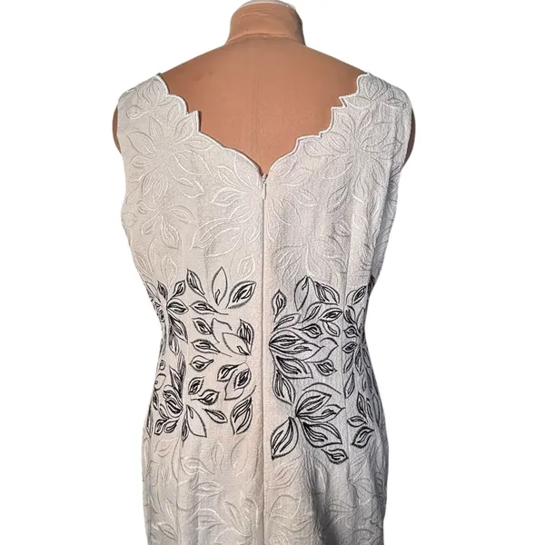 Antonio Melani White Embroidered Sheath Dress 14 Floral‎ Textured Midi Wedding - Image 5