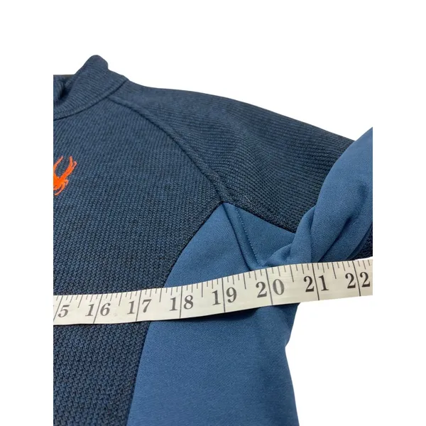 Spyder 1/4 Zip Pullover Sweater Gray & Blue Medium Polyester 36k - Image 7