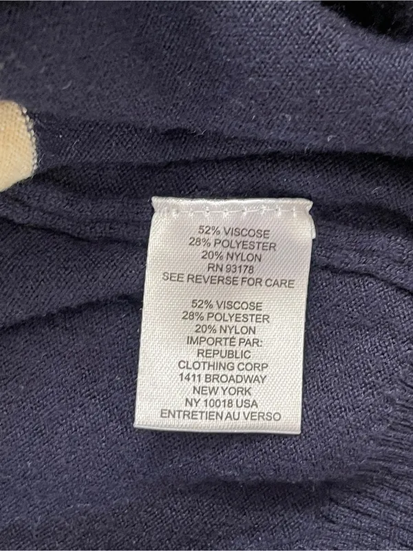 TRUTH Navy and Cream Striped Knit Polo Sweater XL preppy classic nautical fall - Image 3