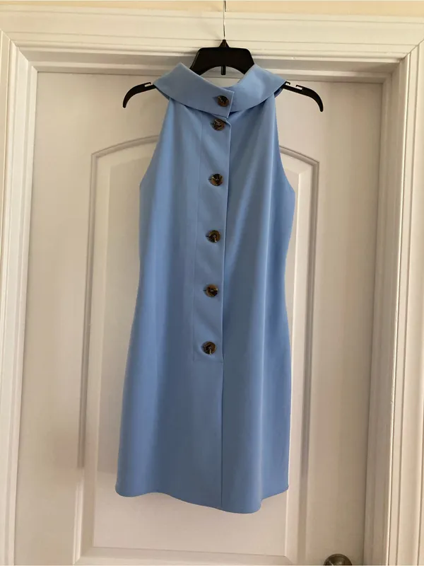 Sail to Sable Light Blue Sleeveless High-Neck Mini Dress - Image 5