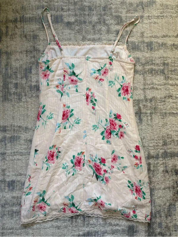 Sky to Moon Pink Floral Spaghetti Strap Mini Dress - Lightweight Summer Slip - Image 2