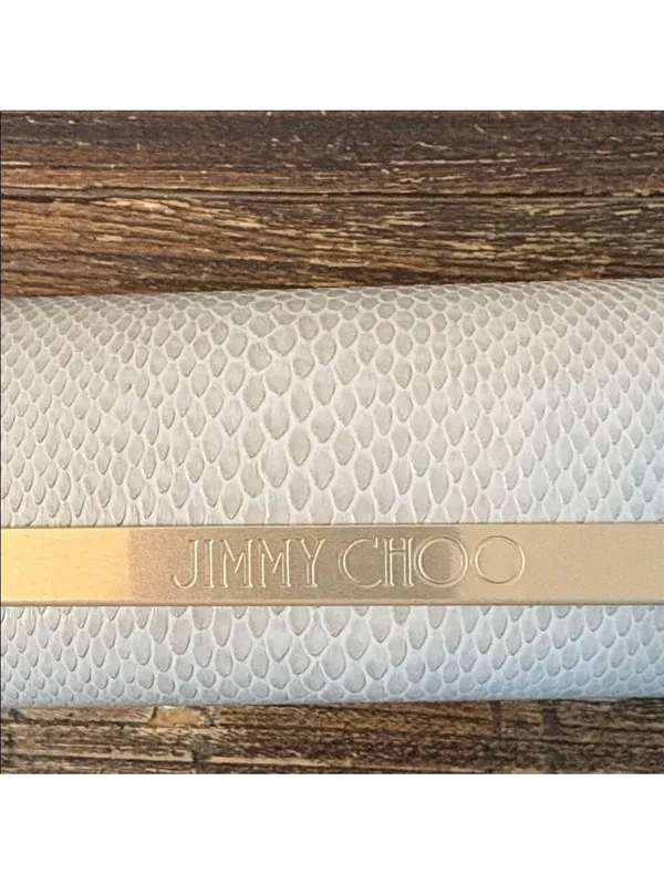Jimmy Choo White Faux Snakeskin Magnetic Sunglasses Case‎ & Logo Cloth EUC - Image 2