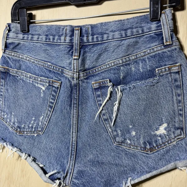 Agolde Parker Denim Shorts Womens 25 Distressed Cutoff‎ Raw Hem High Rise - Image 9