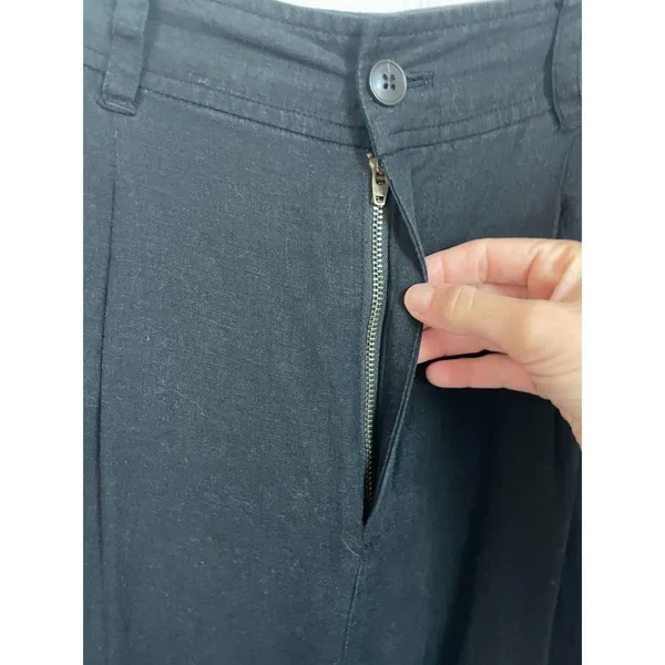 Madewell Pleated Wide Leg Pants Womens 6 Navy blue Linen Blend Artsy Boho - Image 2