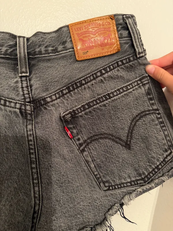 Levi’s 501 Black Distressed Denim Shorts - Image 4