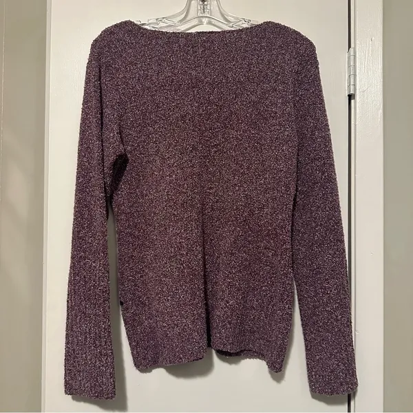 Columbia Sportswear Sweater Purple Marled Chunky V-Neck Textured Top size L - Image 3