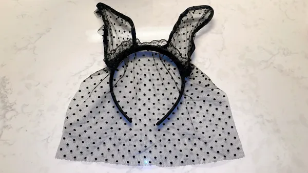 Black Lace Polka Dot Rabbit Ears Headband Halloween Costume - Image 3