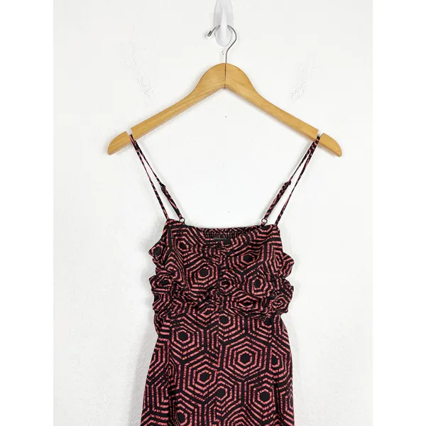 Urban Outfitters Veronica Midi Dress Size XS Ruched Geometric Smocked Back - Image 5