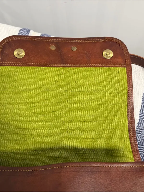 GVB Natural World Brown Genuine Leather Messenger Crossbody Satchel Bag Vintage - Image 5