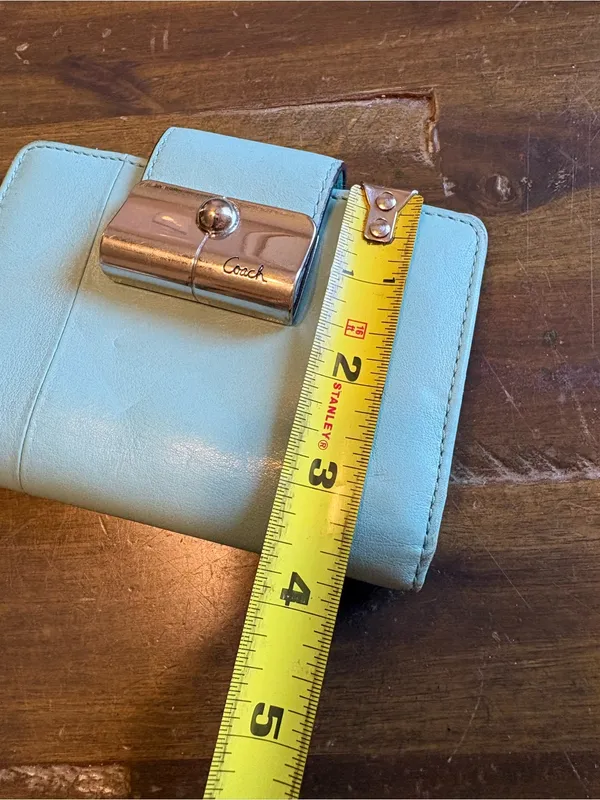 Coach Vintage Kristin Smooth Leather Compact Wallet Bifold Coin Light Blue Y2K - Image 5