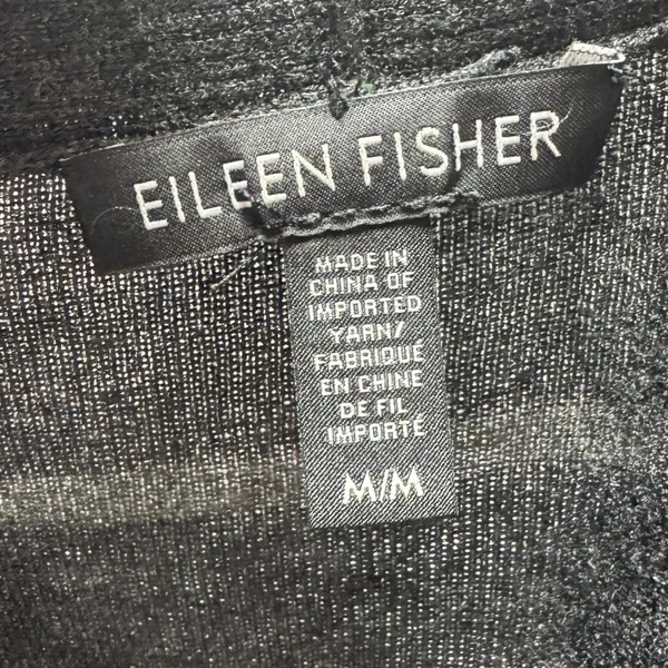 Eileen Fisher Open Front Cardigan Sweater Stretch Gray Stripe Medium - Image 7