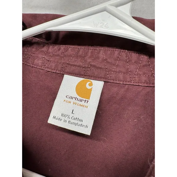 Carhartt Burgundy Pearl Snap Long Sleeve Shirt Size L Large Country Western - Image 2