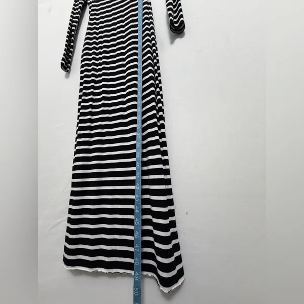 Bebe women’s Dress size XXS Black White Striped Maxi Bodycon Made USA(A478)✨ - Image 4