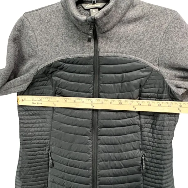 Eddie Bauer Jacket Womens S‎ Gray Black Down Fleece Puffer Insulated Full Zip - Image 5