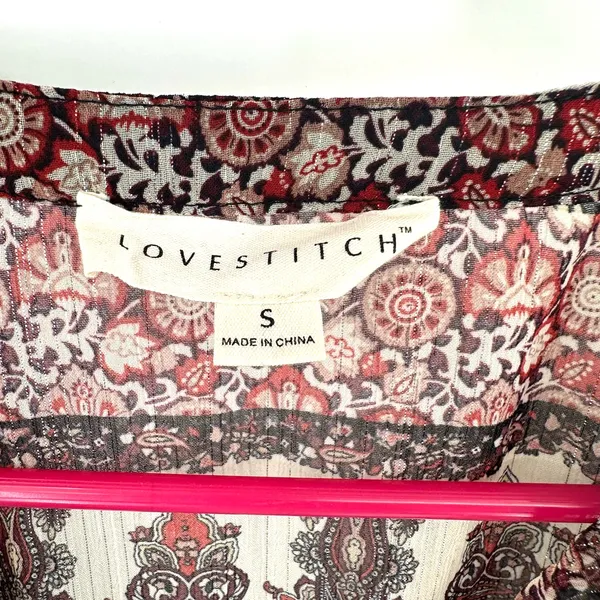 Love Stitch Size Small Blouse Brown Neutrals Paisley Boho Print Sheer‎ Overshirt - Image 5