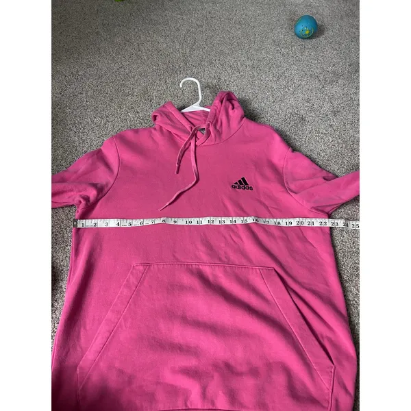 Adidas Pink Hoodie Womens L/G Pullover‎ Sweatshirt Embroidered Logo Activewear - Image 5