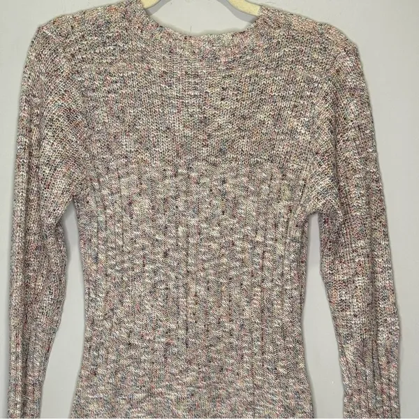 All The Ways Knit Speckled A-line Long Sleeve Mini Dress Medium Dusty Pink Beige - Image 5