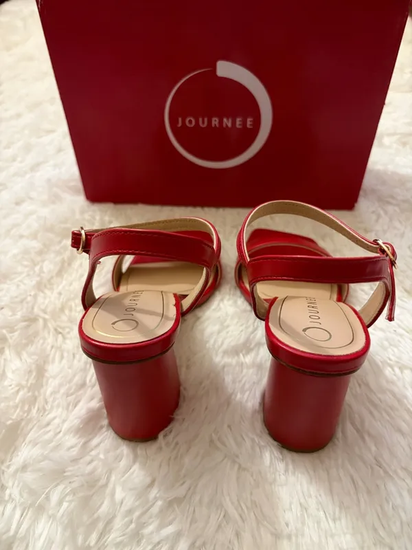Journee Collection Red Square-Toe Ankle-Strap Heels - Image 3