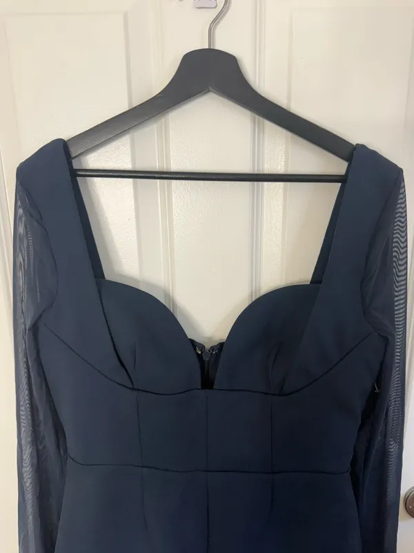 House of CB Angelie Midnight Stretch Crepe Plunge Mini Dress XL - Image 4
