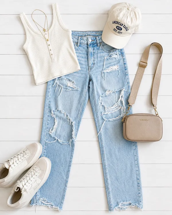 American Eagle Ripped Mom Jeans - Image 2
