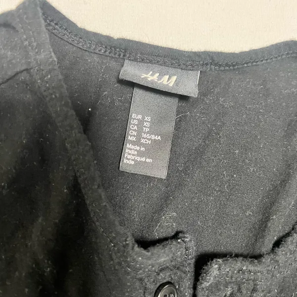 H&M Black Henley Roll-Sleeve Top - Image 3