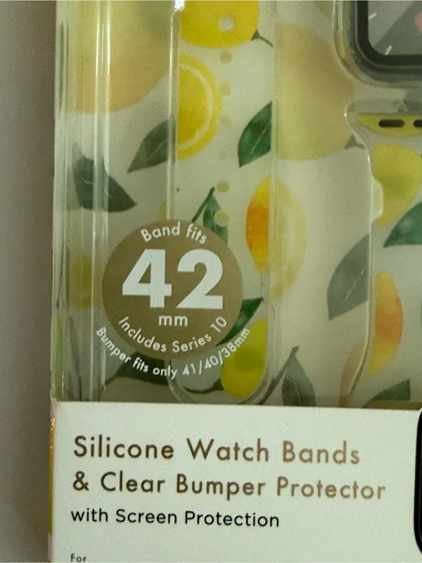 Pink Sky nwt Lemon Print Silicone Apple Watch Band with Clear Bumper - Yellow - Image 3