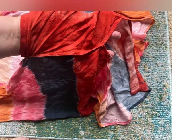 Boutique colorful pink tie dye long kimono wrap, size large - Image 4