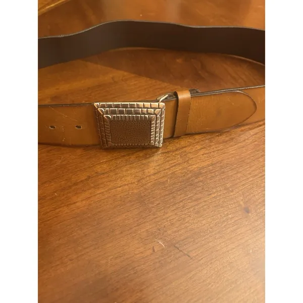Chico's Women's Wide Leather Belt Brown Size M Big Buckle - Image 3