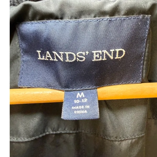 Lands End‎ Black Down Puffer Coat Womens Medium 10-12 Quilted Long Winter Jacket - Image 2