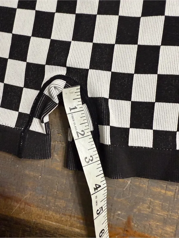 Kimberly Checkerboard High-Rise Bike Shorts — Black & White - Image 6