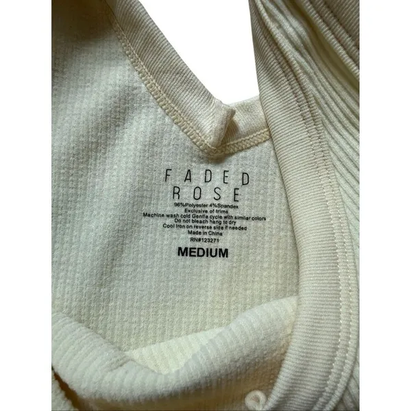 Faded Rose Yellow Vneck Ribbed Crop Tank Top Medium - Image 2
