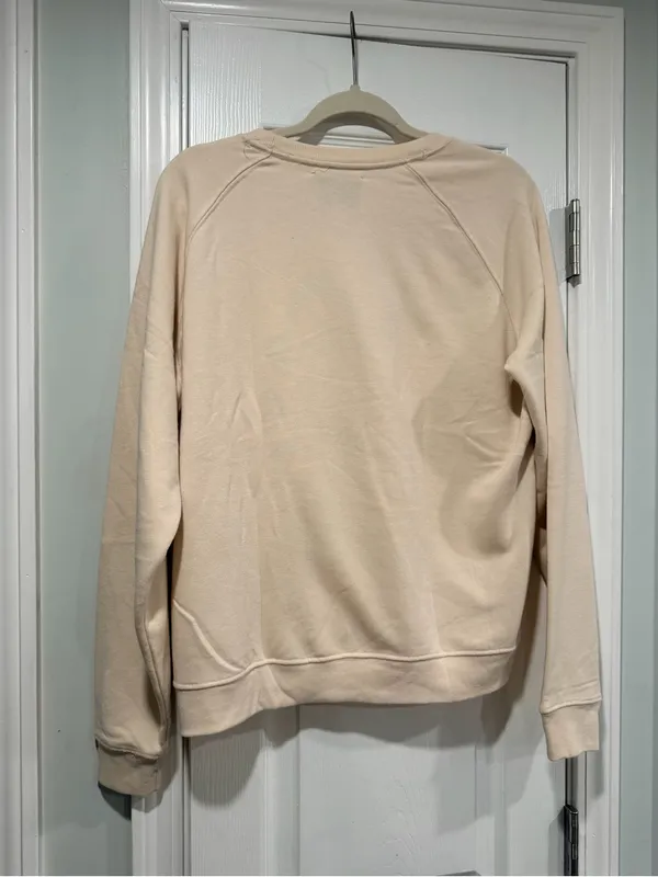 NWOT Maeve Anthropologie Size XL Dog Gift Bow Graphic Sweatshirt Beige Gold - Image 7