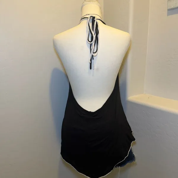Vintage Y2K Halter Top Backless Flowy Ballet Flats Graphic Tank M - Image 6