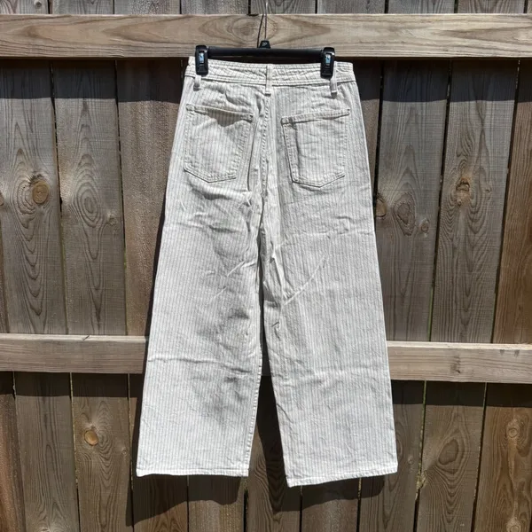 Universal Thread Sailor Wide Leg Pinstripe Pants Cream Navy Blue Size 8R - Image 2