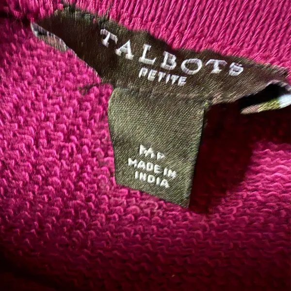 Talbots Ruffle Trim Raglan Purple Sweater Gold Buttons Cottage Boho Size Medium - Image 9
