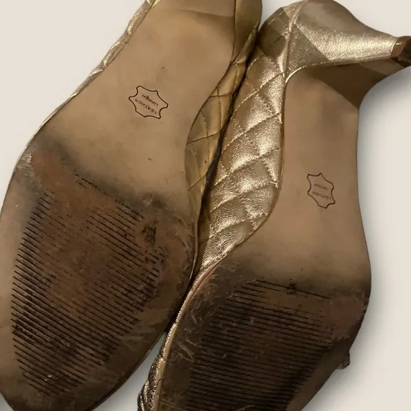 Steve Madden Open Toe Heels Gold 6.5 - Image 3