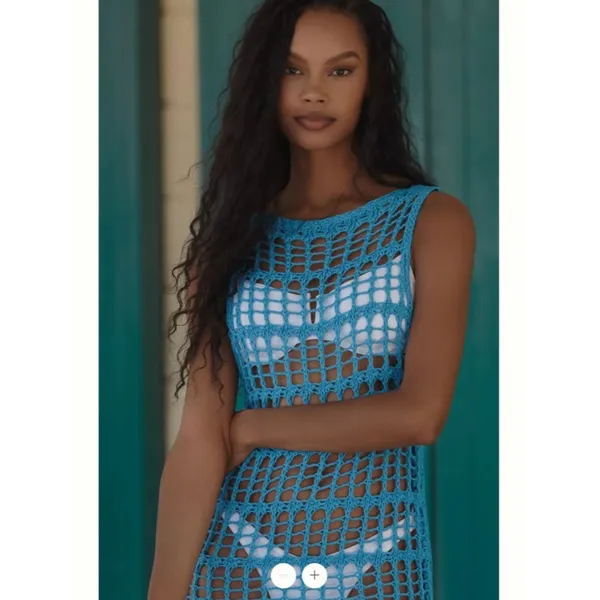 Anthropologie Celandine Crochet Fringe Midi Dress - Image 3