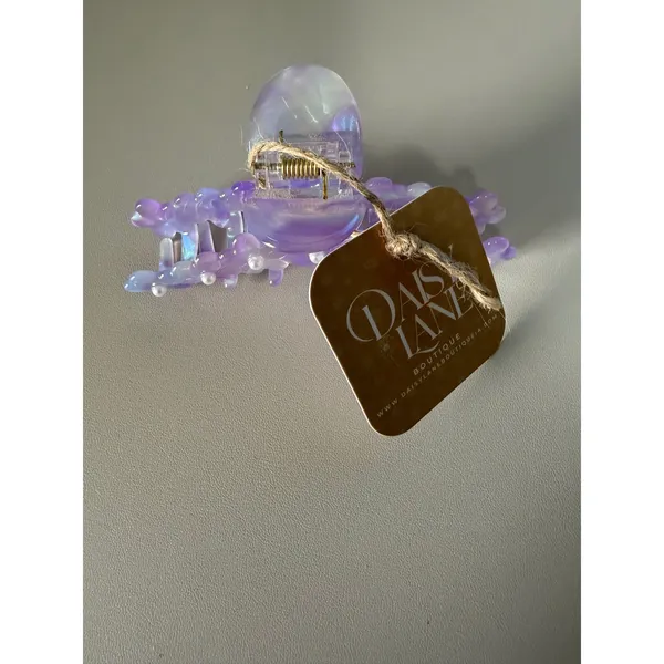 Daisy Lane Purple Iridescent Floral Hair Claw Clip with Faux Pearls NWT - Image 3
