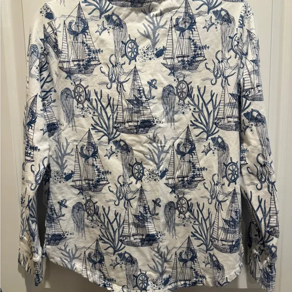 Vera Bradley‎ 3/4 zip shirt nautical blue white small - Image 6