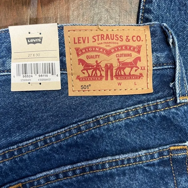 Levi’s High Rise Straight Leg Denim Distressed Jeans - Image 5