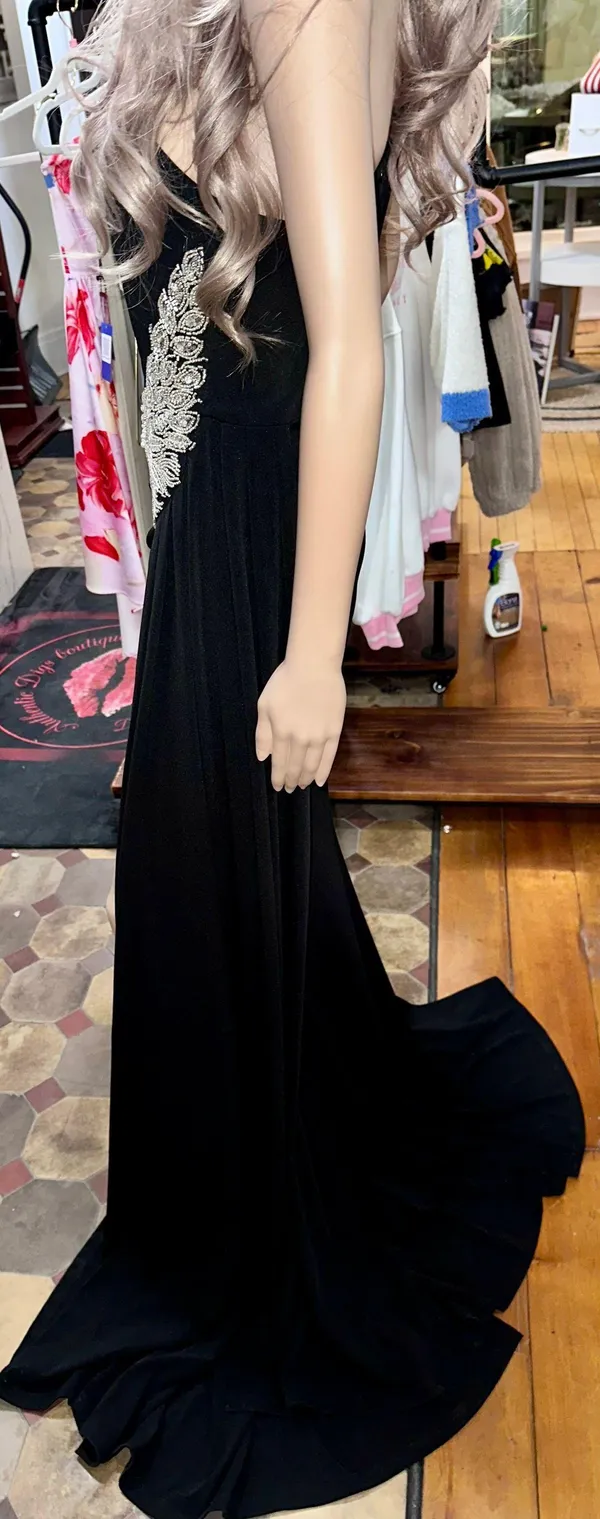 PromGirl Black With Silver Detailed Beading Prom Dress - Image 10