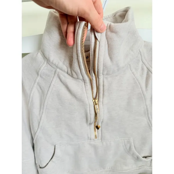 Lululemon Scuba Oversized Half Zip Hoodie Beige Hardware XS/S - Image 2