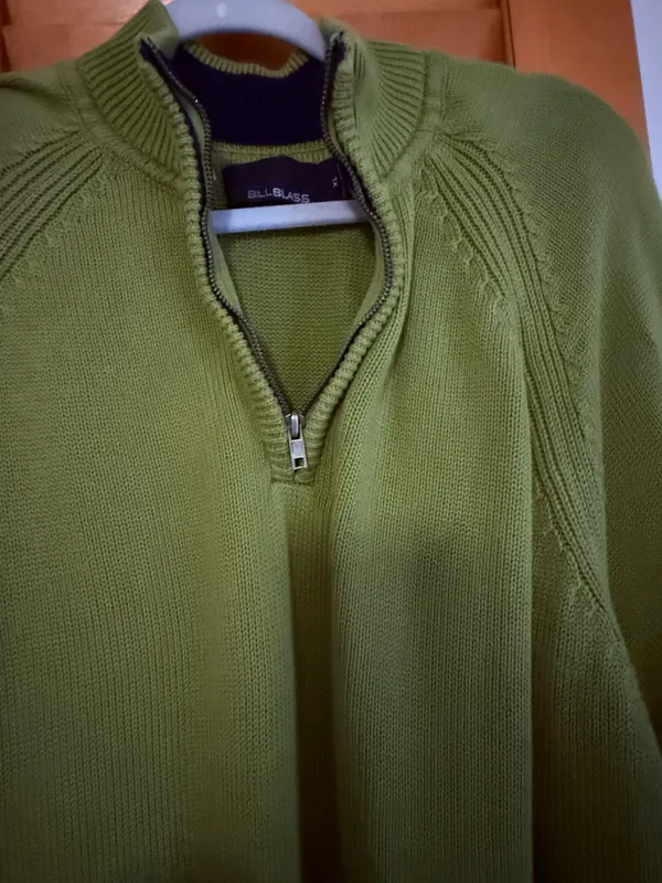 Bill Blass quarter zip sweater green xl - Image 4