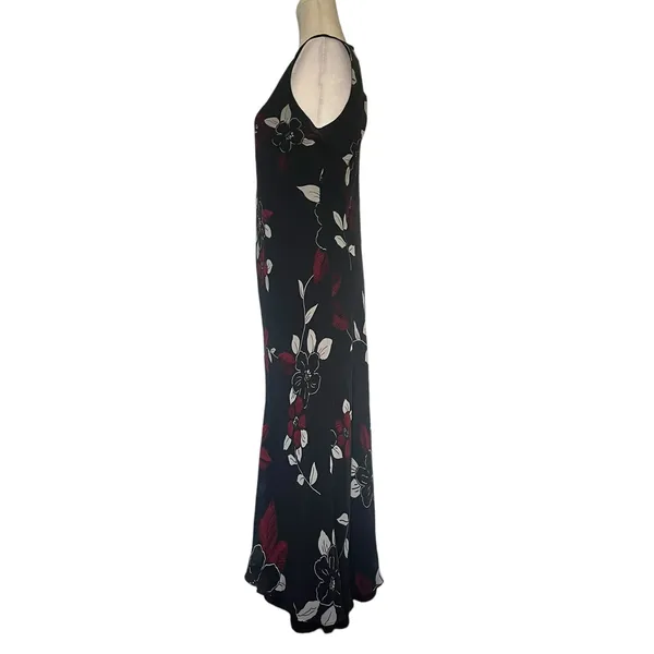 Vtg Y2K Maggy London 100% Silk Dress Sz 12 Asymmetric Maxi Goth Romantic Sheer - Image 4