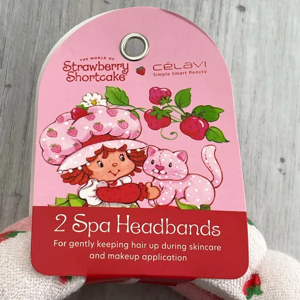 Celavi X Strawberry Shortcake Spa Sponge Bubbled Handmade Headbands 2 Pack Pink - Image 4